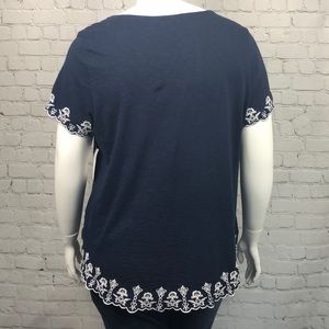 Charter Club Tops - Charter Club Navy & White Embroidered Top Size 2X Charter Club Tops - Charter Club Navy & White Embroidered Top Size 2X